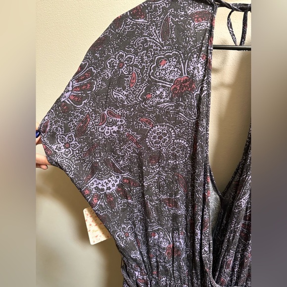 NEW Free People Universal Surplice Jumpsuit Night Combo Purple Paisley Women’s L - Picture 11 of 15